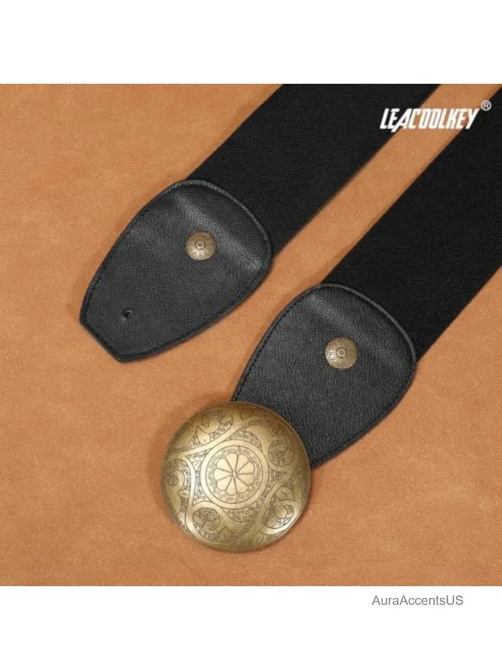 Vintage Western Elastic Waist Belt for Women, Stretchy Wide Belt with Alloy